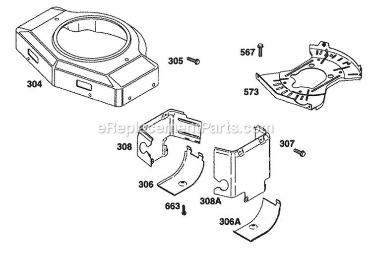 Blower Hsg Air Guides Diagram and Parts List for 42C777-1237-01  Briggs and Stratton Engine